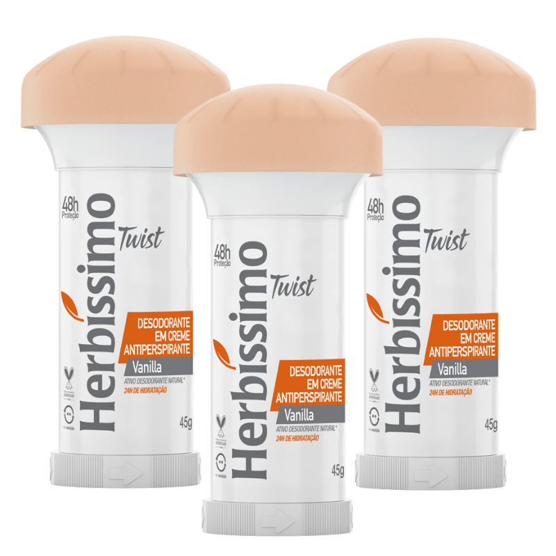 Herbíssimo | Kit Desodorante Twist Antitranspirante Vanilla